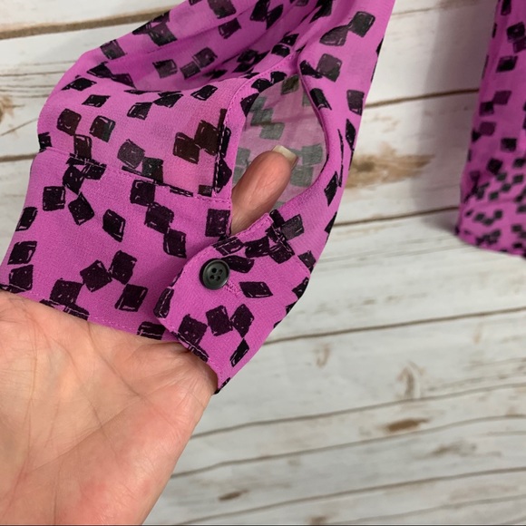 Halogen Purple Printed Long Sleeve Career Blouse - Picture 5 of 8